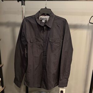 Dark Gray Button-Up Shirt Jacket